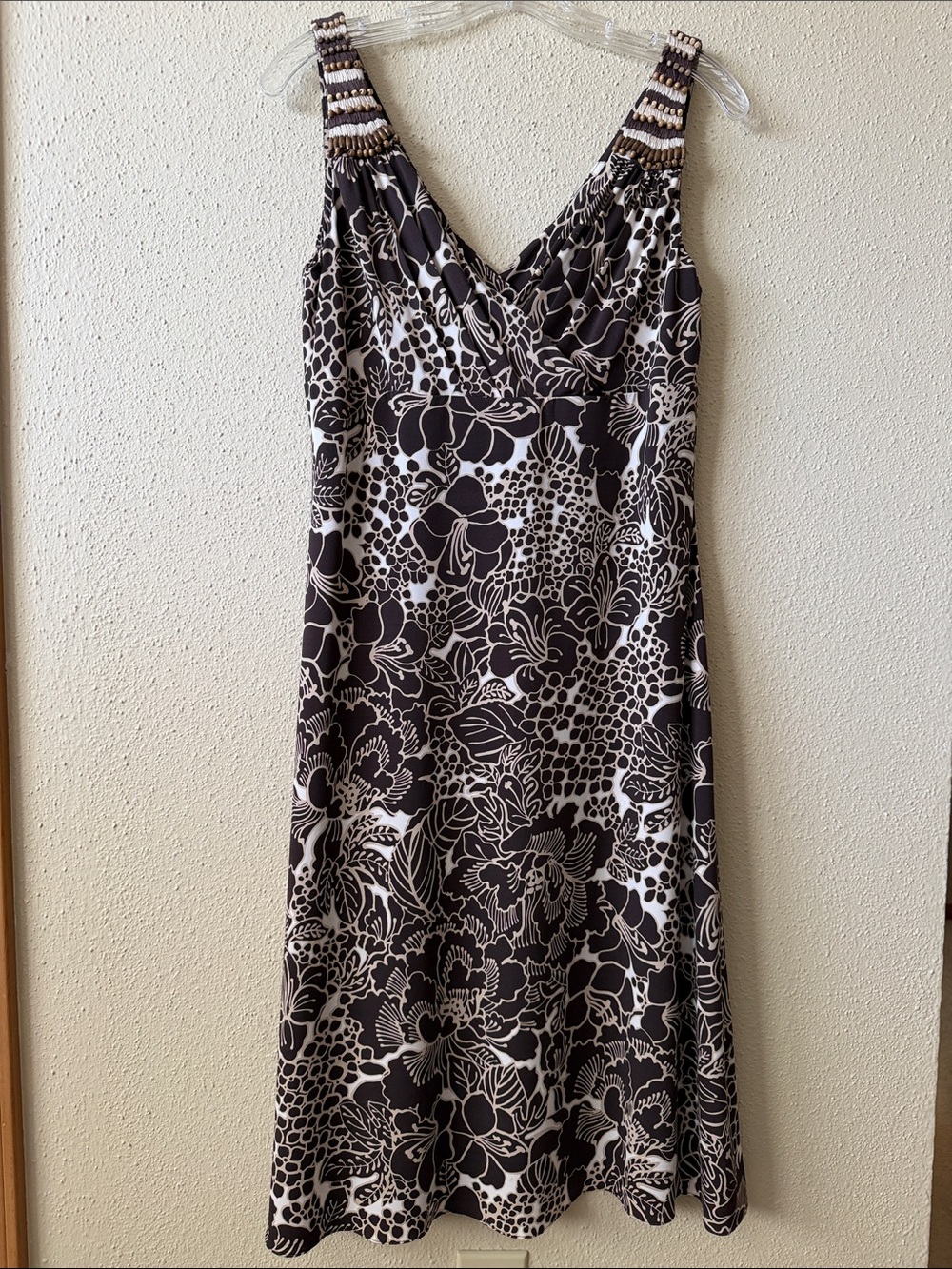 Talbots Brown & Cream Floral Sleeveless Dress